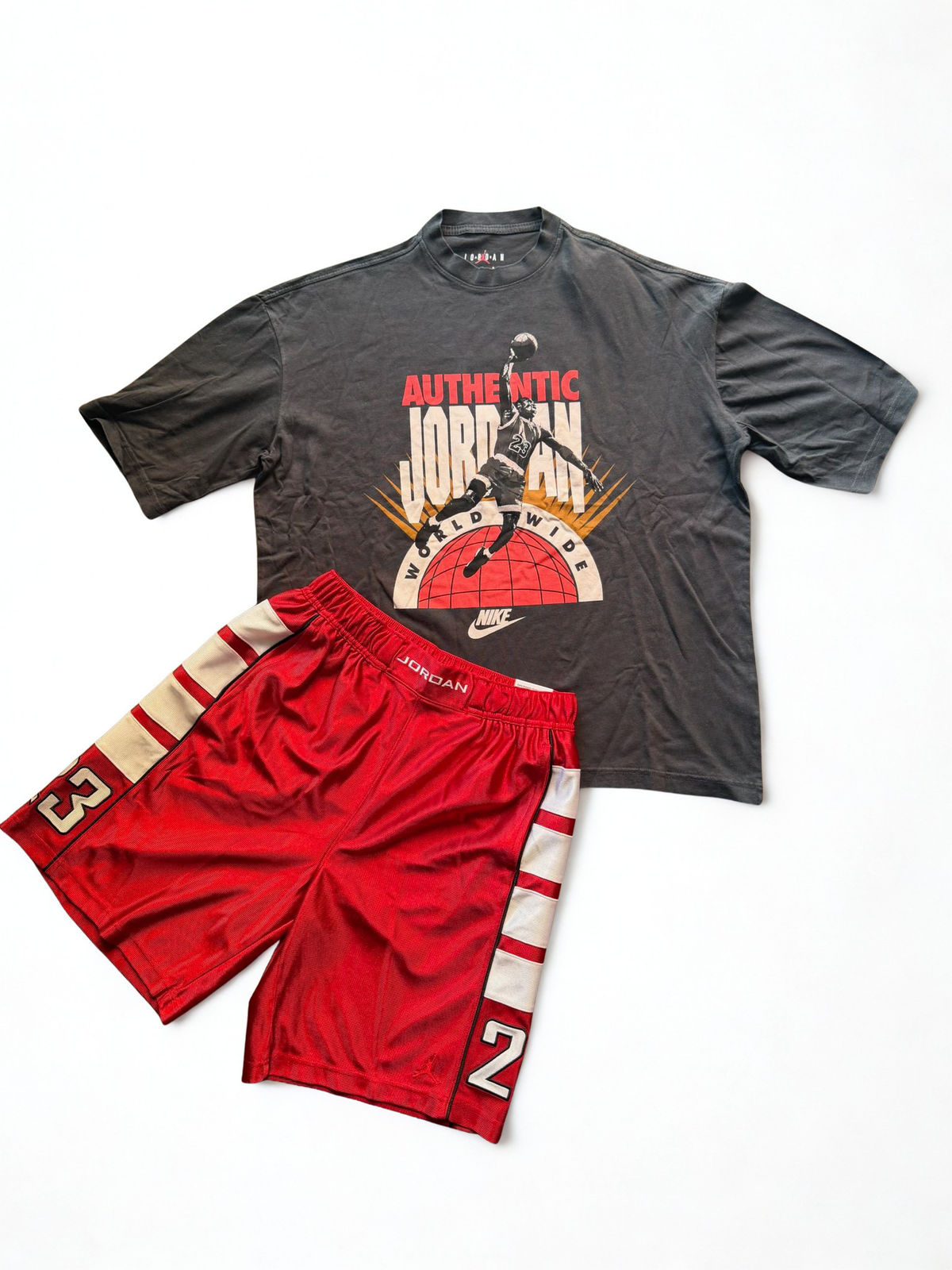Completo Jordan Authentic Grey/Red